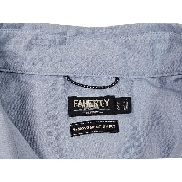 Faherty Reserve The Movement Shirt Short Sleeve Button Up Men's Large Light Blue - Picture 4 of 9